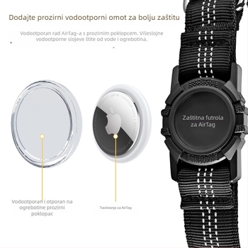 Ovratnica za kućne ljubimce s Airtag zaštitnim poklopcem i lokatorom, reflektirajuće trake, vodootporno, univerzalno odgovara