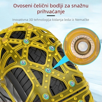 Lanac za anti-prijanjanje guma automobila – gumeni materijal, potpuno pokriće, zimska upotreba, univerzalno za automobile, kombije i terenska vozila