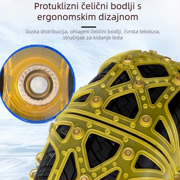 Lanac za anti-prijanjanje guma automobila – gumeni materijal, potpuno pokriće, zimska upotreba, univerzalno za automobile, kombije i terenska vozila