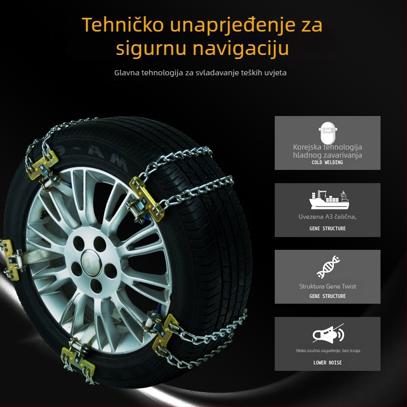 Univerzalne čelične lančane za pneu za automobile i terenska vozila – željezni univerzalni model, širina pneu 165–265, prilagodljivo