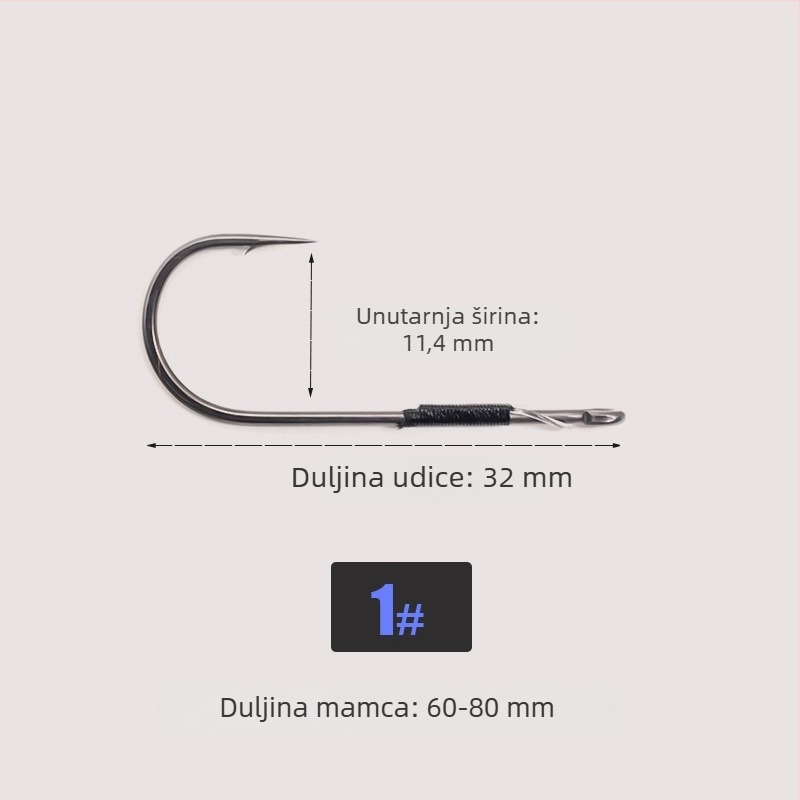 SEELUCKER Udica s pravim držalom Nr.1, bez olova, za ribolov na oceanskim stijenama, kutija 10 000 komada