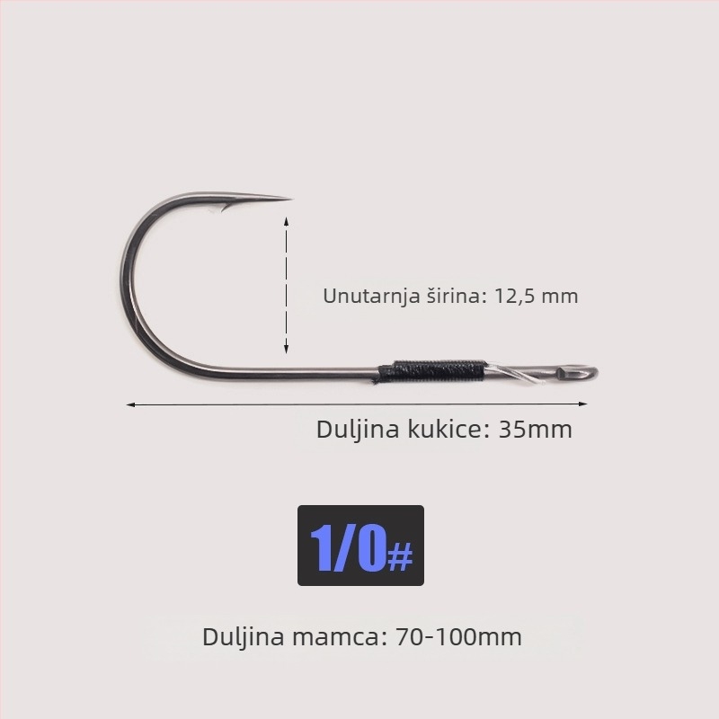 SEELUCKER Udica s pravim držalom Nr.1, bez olova, za ribolov na oceanskim stijenama, kutija 10 000 komada