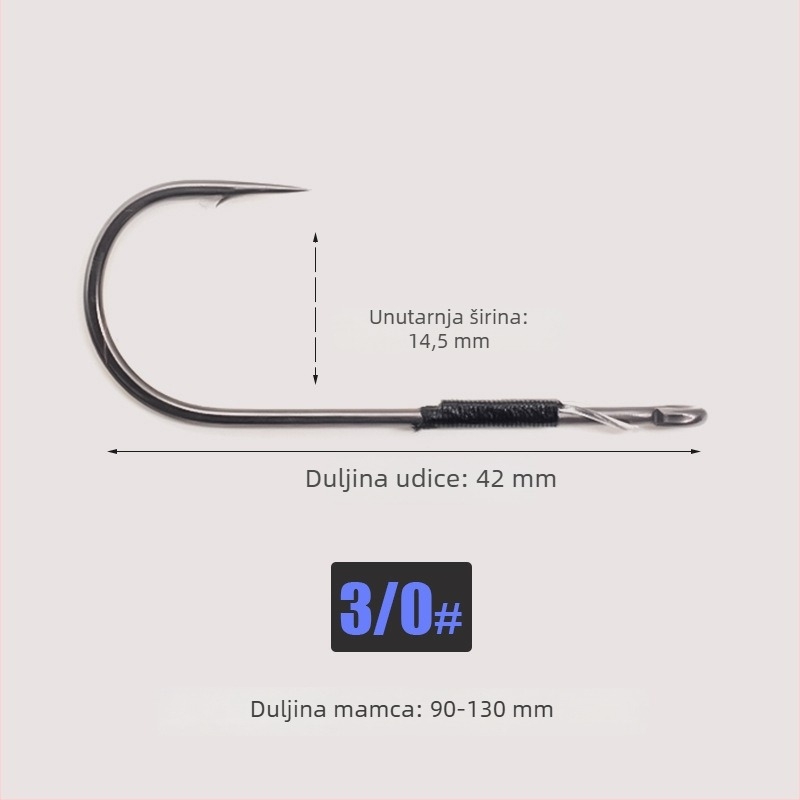 SEELUCKER Udica s pravim držalom Nr.1, bez olova, za ribolov na oceanskim stijenama, kutija 10 000 komada