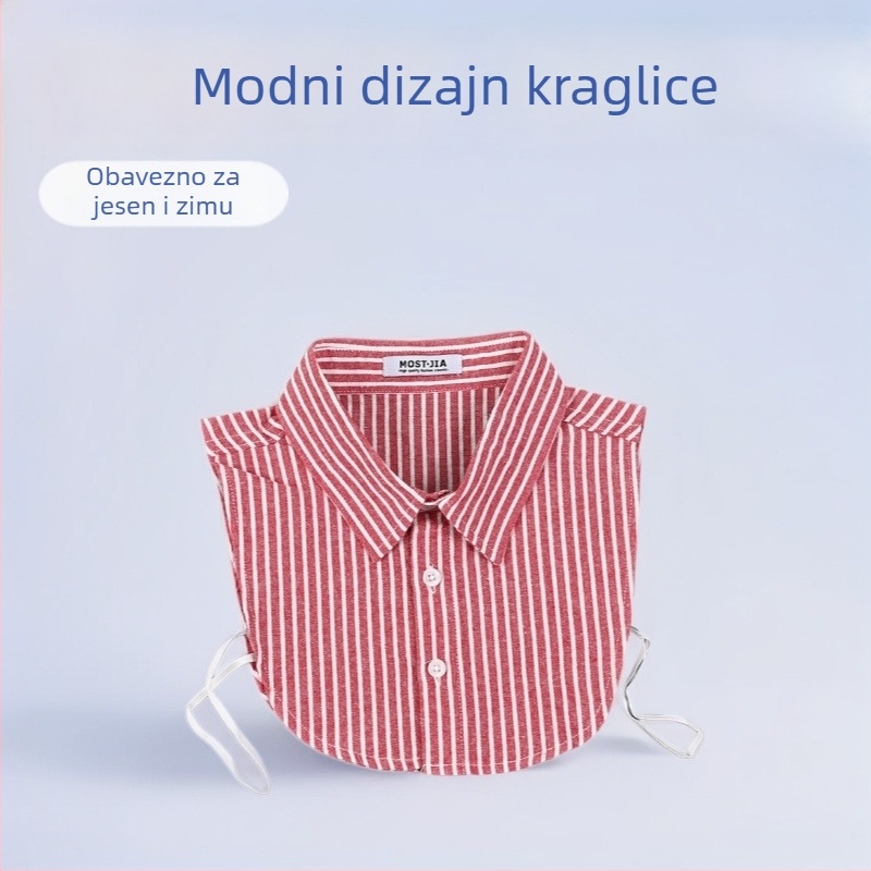 Odvojiva pamučna ovratnica s prugama, japanskog stila, casual zima 2023
