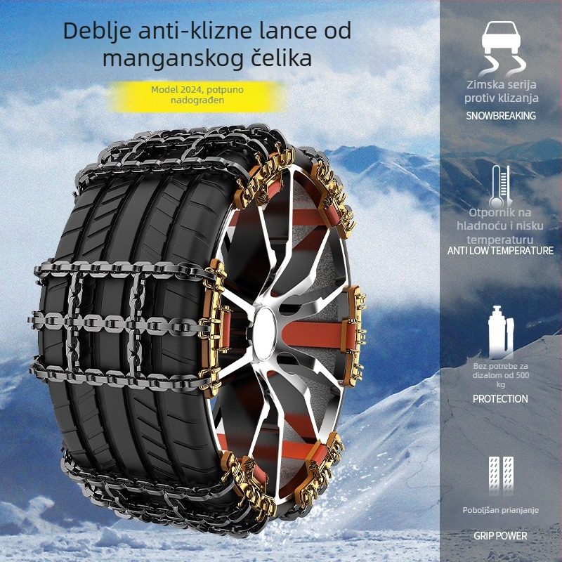 Zimski lanac za pneu – nužan, univerzalan za terenska vozila, kombije i SUV, visokougljični čelični pojas