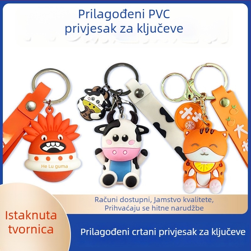 PVC ključni lanac, prilagođeni crtani lutka privjesak, mekani PVC, tisak logotipa