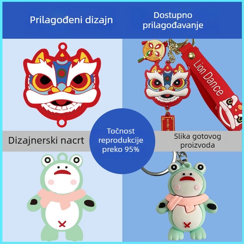 PVC ključni lanac, prilagođeni crtani lutka privjesak, mekani PVC, tisak logotipa