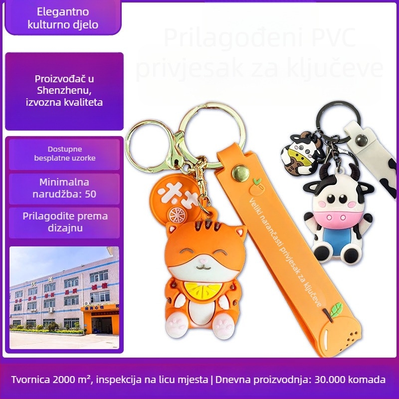 PVC ključni lanac, prilagođeni crtani lutka privjesak, mekani PVC, tisak logotipa