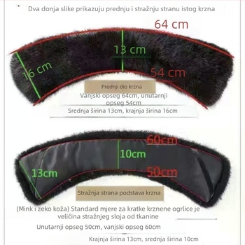 Zimska jakna s lažnim krznom na ovratniku, vanjski materijal rayon, podstava poliester, duljina 50-55 cm, širina 9-11 cm