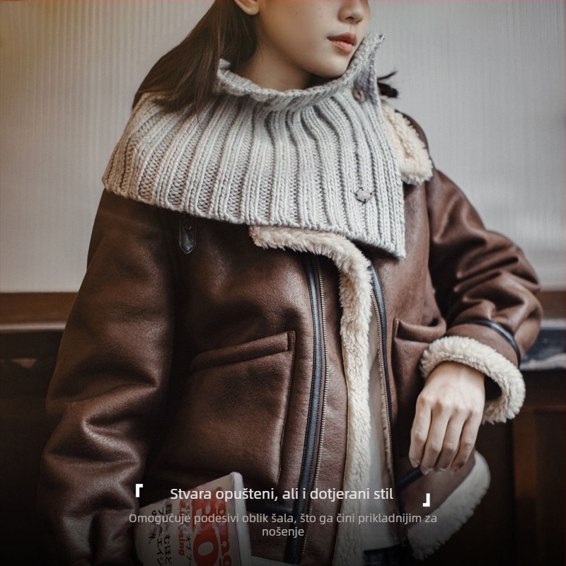 Madden pleteni šal za vrat s lažnim visokim ovratnikom, topao, 100% akril, streetwear, za žene, zima
