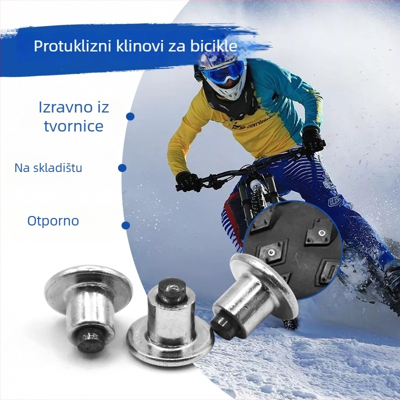 Zimski antiisklizni kolci za gume – okrugla baza, tvrda legura, otporni na habanje, za bicikl, motocikl i automobil