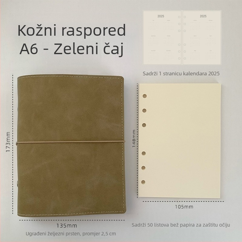 Bilježnica s izmjenjivim listovima, prazne unutarnje stranice, papirnate stranice, prijenosna