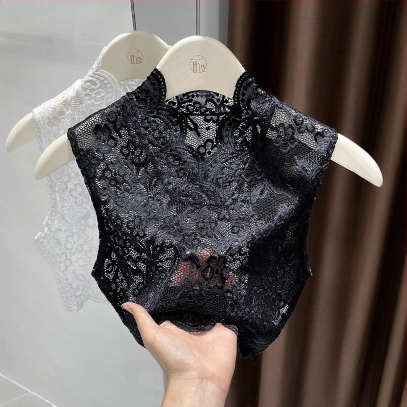 Džemper: čipkasti stražnji dio, dekolte u obliku srca, lažni ovratnik, polu-visoki vrat; Materijal: najlon; Uzorak: cvjetni; Stil: elegantan za svakodnevno nošenje; Jesen 2025; Marka: Poetic Blue