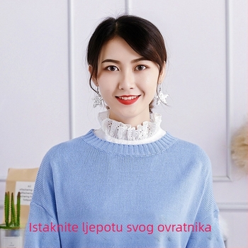 Lažni ovratnik s izrezbarenim cvjetnim uzorkom, jednoslojni rub s volanom, pamuk, za odrasle