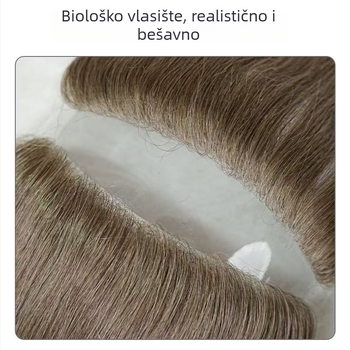 Muški komad peruke od prirodne kose, ručno tkan, ravne vlasi, model Fjx01, univerzalna prilagodljivost