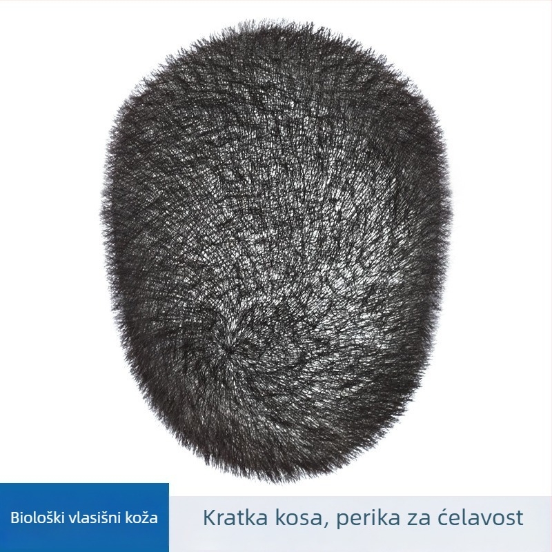 Muška perika - ručno tkana baza V-needle sa biološkom kožom, prozračna ljudska kosa, podrijetlo Henan