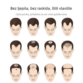 Honey muška perika od pravih ljudskih vlasi, kratka ravna frizura, mehanička obrada, bez bojenja i bez trajne
