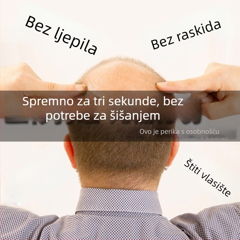 Honey muška perika od pravih ljudskih vlasi, kratka ravna frizura, mehanička obrada, bez bojenja i bez trajne