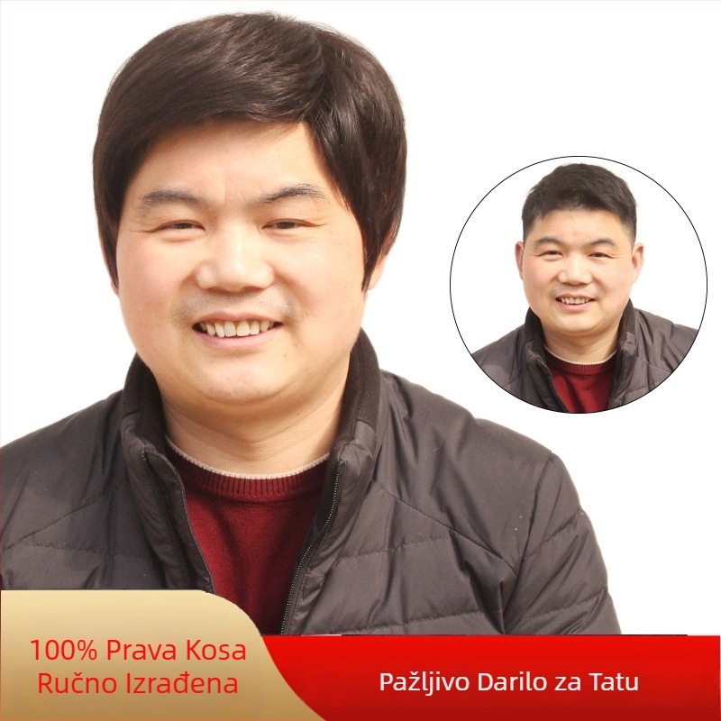 Muška perika od pravih ljudskih vlasi, kratka kosa, model 9553, može se obojiti, Yoshimi marka.