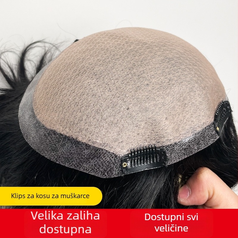 Sunshine JZ001 Muška perika – potpuno ručno tkana, prava ljudska kosa, model JZ001, podrijetlo Shandong