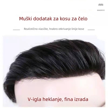 Muški dio perike za liniju kose – ručno tkan od pravih ljudskih vlasi, ravni stil