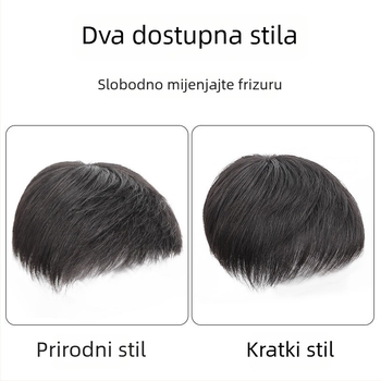 Muška perika od prirodne kose, kratka frizura, korejski stil, prozračna, prekriva sijedu kosu