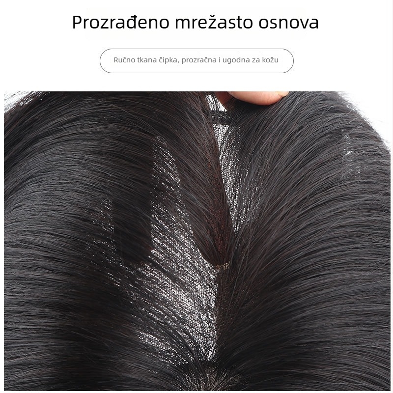 Muška ručno tkan paruka od pravih ljudskih vlasi, potpuno ručno tkana, obojiva, prirodan ton kože, pogodna za bilo koji oblik lica