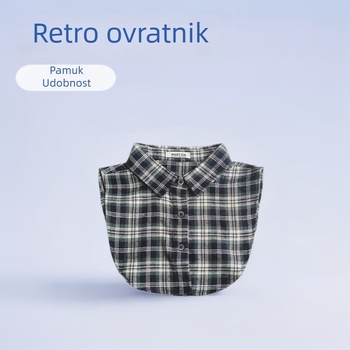 Lažni ovratnik za košulju, pamuk, karirani uzorak, ležerni stil, japanska inspiracija
