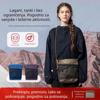 Torba za nošenje preko tijela za planinarenje: ultralagana najlonska, velika kapaciteta, vodootporna, sklopa, casual remen za rame