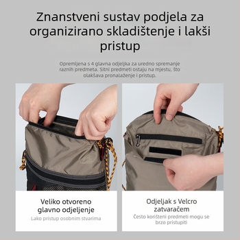 Torba za nošenje preko tijela za planinarenje: ultralagana najlonska, velika kapaciteta, vodootporna, sklopa, casual remen za rame