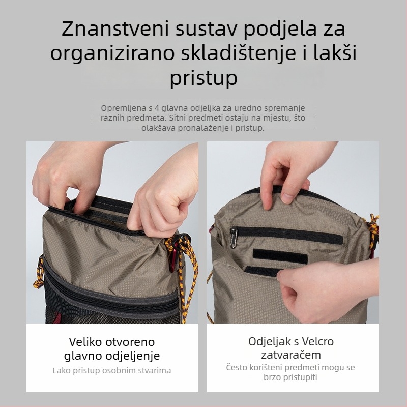Torba za nošenje preko tijela za planinarenje: ultralagana najlonska, velika kapaciteta, vodootporna, sklopa, casual remen za rame