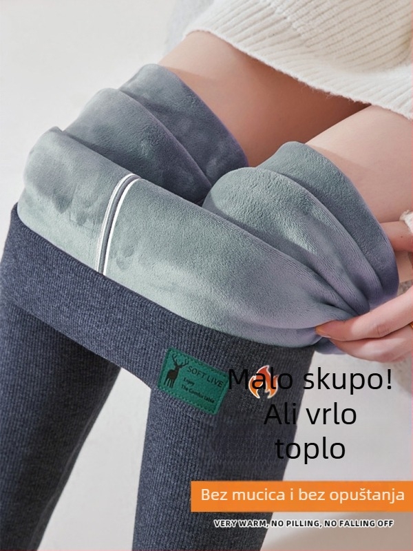 Ženske tajice s visokim strukom, flis podstava, materijal poliester-elastan, uski kroj, duljina 9/10