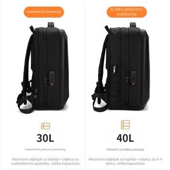 Ruksak s tvrdim kućištem za putovanja, Unisex, vodootporan, 36-55 L, PC kućište, remeni s zračnim jastucima