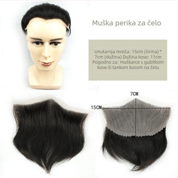 Muška perika - Prava ljudska kosa, kratka, potpuno ručno pletena, može se bojiti, mijenja oblik lica i povećava volumen kose