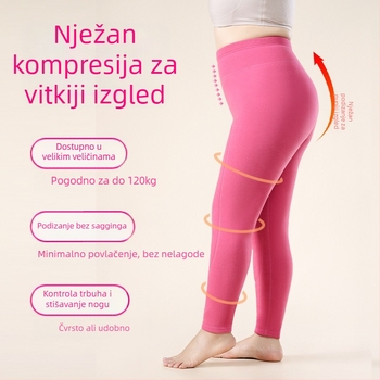 Ženske zimske hlače s flis podstavom, duge hlače, visoki struk, dvostruki sloj, bezšivne, od poliestera