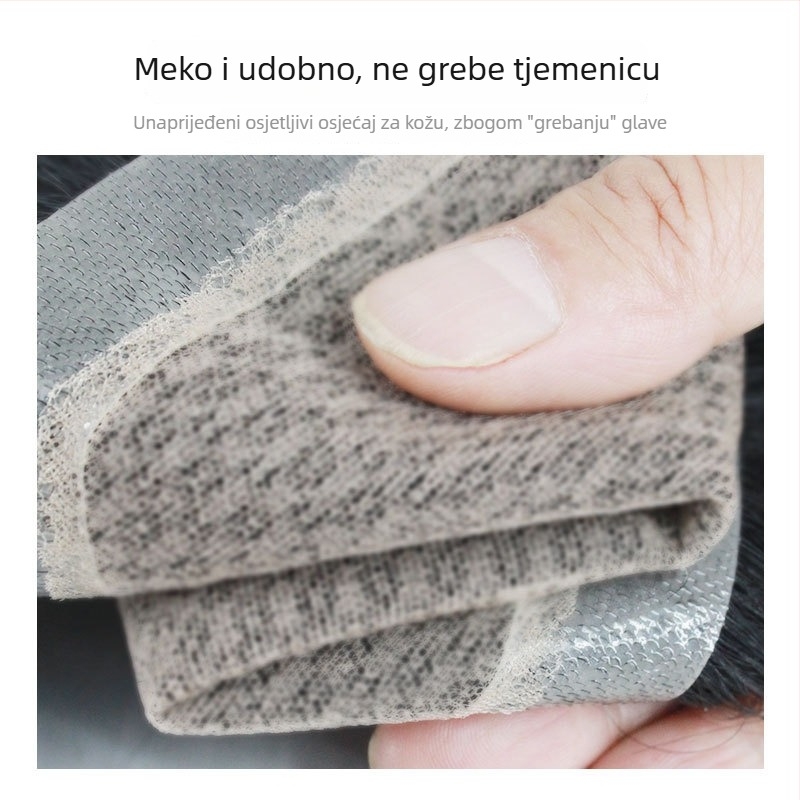 Muška perika od ljudske kose, ručno tkan kapu s 60 mrežom, kratka kosa, može se bojiti ili kovrčati, lagana i prozračna