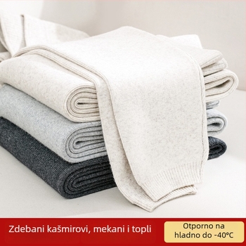Kašmirske termalne hlače, unisex, visokim pojasom, slim-fit, ekstra debeli