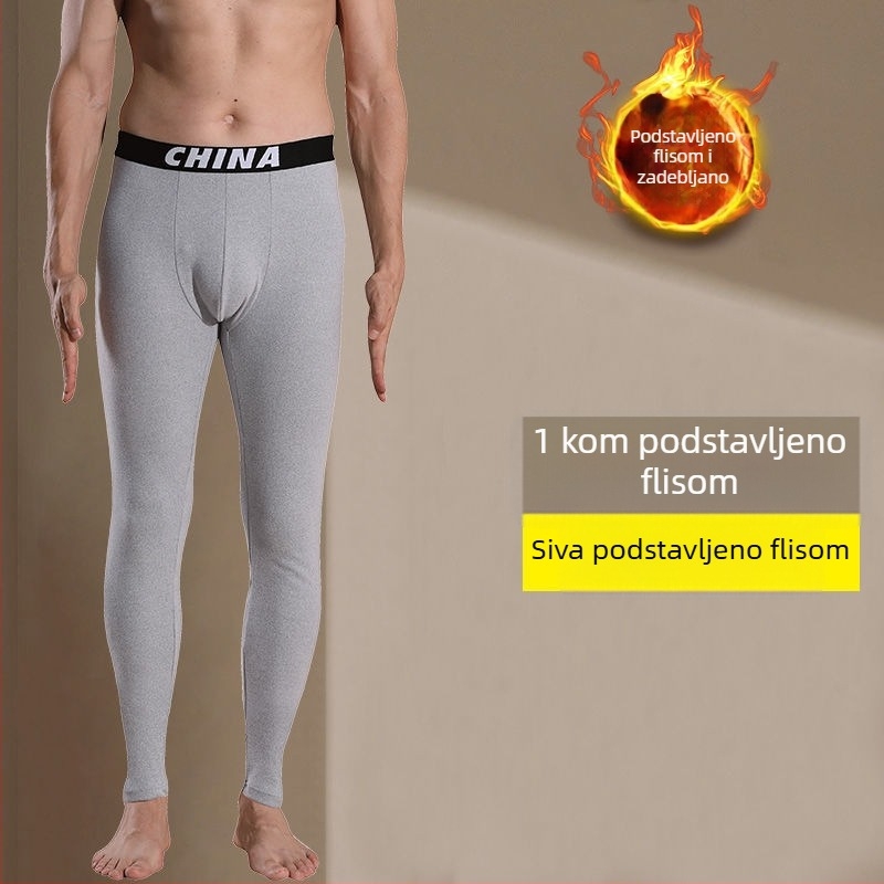 Muške termalne hlače, uskog kroja, tople s flis podstavom, lagane zimske hlače, plus veličine