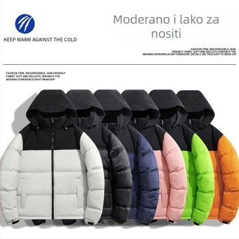 Muški kaput od pamuka s kapuljom, opuštenog kroja, prednji zatvarač, poliester punilo, poliester podstava