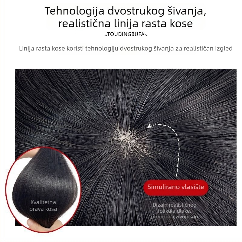 Perika za muškarce, ljudska kosa, ravne kose, model Replenishment block, branda Flying, dopušteno perm ili bojanje.