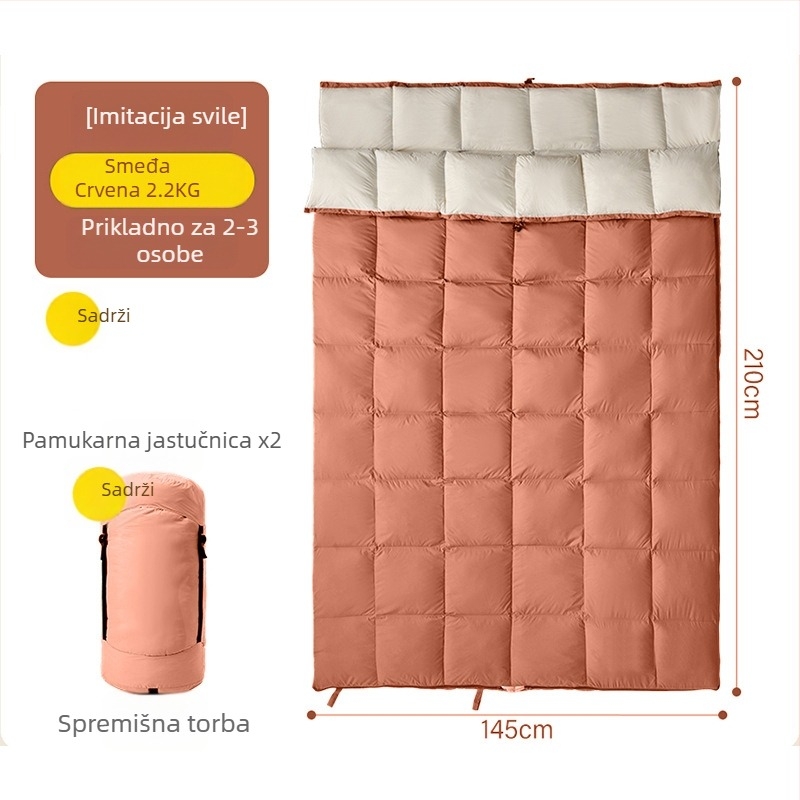 Vanjski spavaći vreća za odrasle, oblik omotnice, deblja za kampiranje, punilo od imitacije svile i pamuka, vanjski materijal 360t premaz tafta, podstava 190t pongee, za jednu osobu