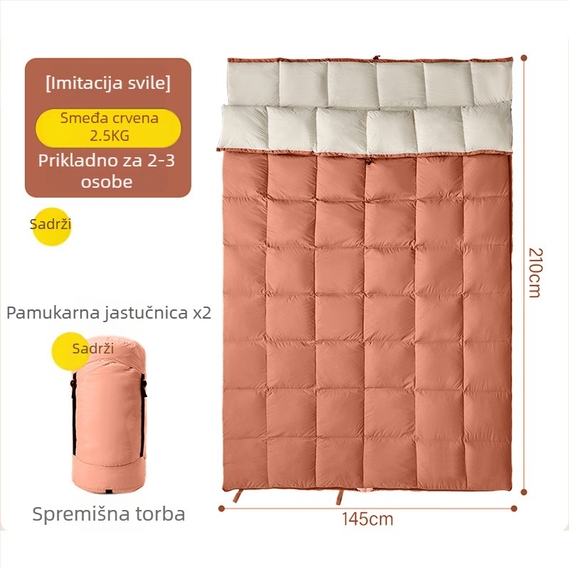 Vanjski spavaći vreća za odrasle, oblik omotnice, deblja za kampiranje, punilo od imitacije svile i pamuka, vanjski materijal 360t premaz tafta, podstava 190t pongee, za jednu osobu