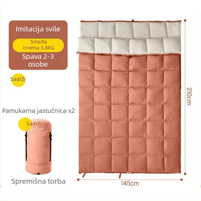 Vanjski spavaći vreća za odrasle, oblik omotnice, deblja za kampiranje, punilo od imitacije svile i pamuka, vanjski materijal 360t premaz tafta, podstava 190t pongee, za jednu osobu