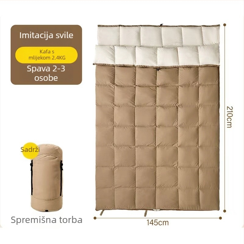 Vanjski spavaći vreća za odrasle, oblik omotnice, deblja za kampiranje, punilo od imitacije svile i pamuka, vanjski materijal 360t premaz tafta, podstava 190t pongee, za jednu osobu
