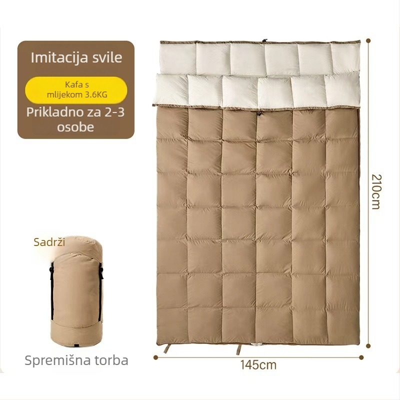 Vanjski spavaći vreća za odrasle, oblik omotnice, deblja za kampiranje, punilo od imitacije svile i pamuka, vanjski materijal 360t premaz tafta, podstava 190t pongee, za jednu osobu