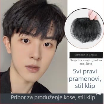 Muški dio perike za prednju liniju kose, ravna, pravo ljudsko vlasi, može se obojiti, s klipsom