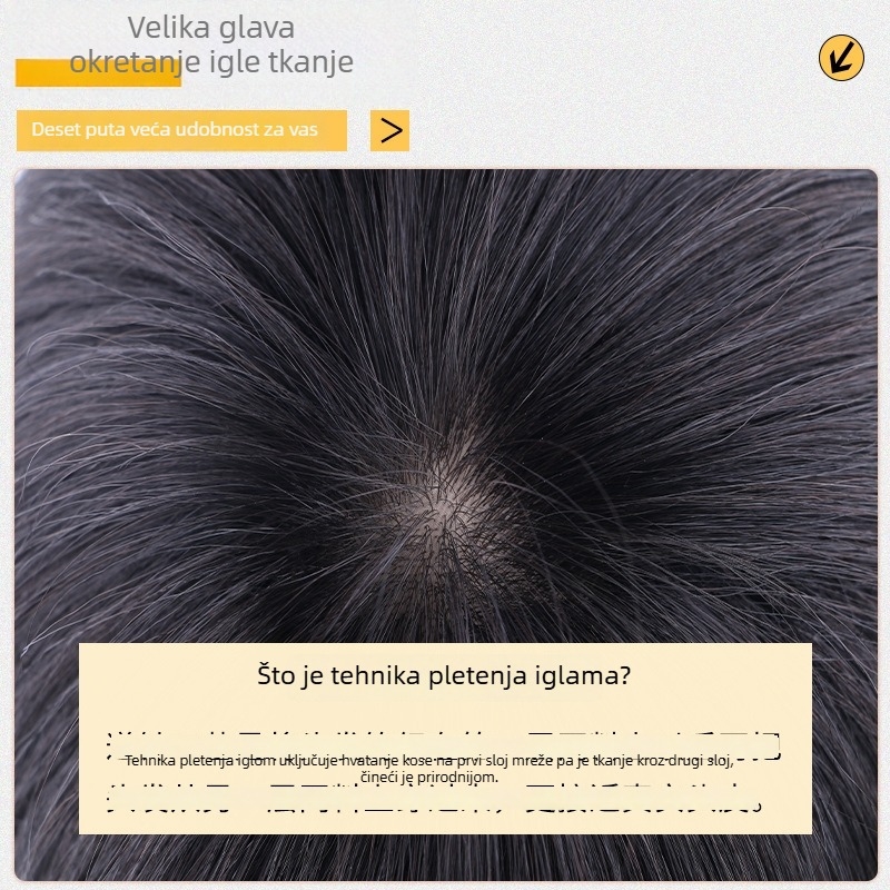 Muška perika, korejskog stila, kratka kosa, prirodan izgled, ljudska kosa, pokriva gubitak kose, može se bojiti ili permirati