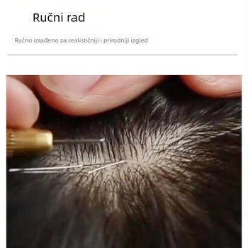 Patch od pravih ljudskih vlasi za muškarce, prednja čipkasta mreža Swiss net, prozračan, ručno pleten, pogodno za bojanje