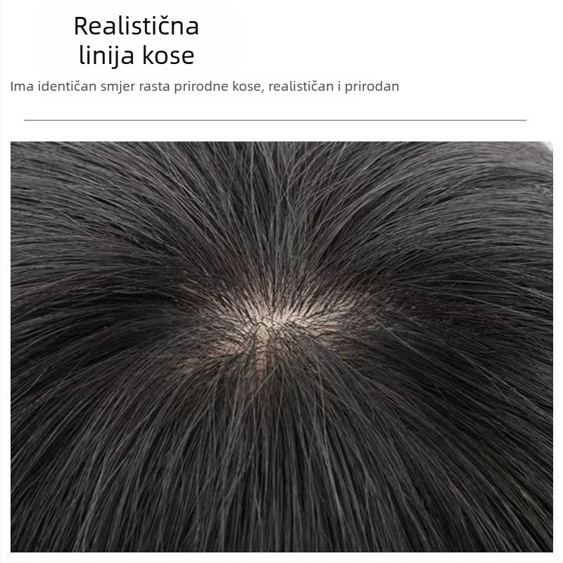 Patch od pravih ljudskih vlasi za muškarce, prednja čipkasta mreža Swiss net, prozračan, ručno pleten, pogodno za bojanje