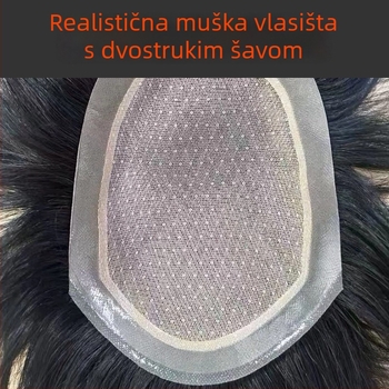 Meiyuexuan Muška perika od prirodnih vlasi, ručno tkana, lagana i prozračna, prirodan izgled